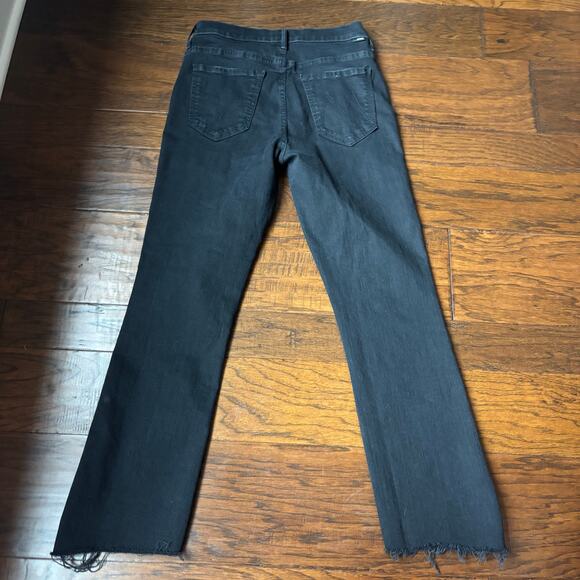 Mother Insider Crop Step Fray Jeans in Not Guilty Sz 28 Black - Picture 11 of 13